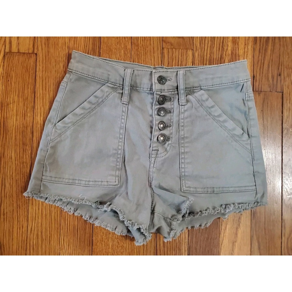 Sky and Sparrow Boutique Womens Gray Buttonfly Cutoff shortie shorts sz 1 fray